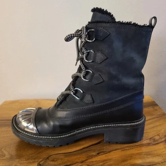 Miu Miu Combat Leather Winter Boots - Picture 10 of 13